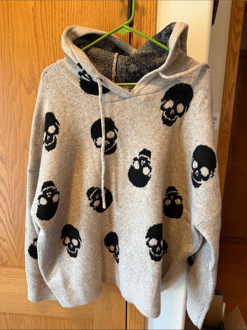 Grayson Threads Women’s Skulls Hooded Graphic Pullover Sweater - Beige